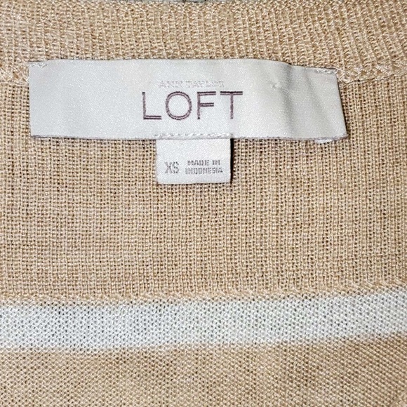 Womens LOFT xs soft tan and white sweater - Picture 7 of 16